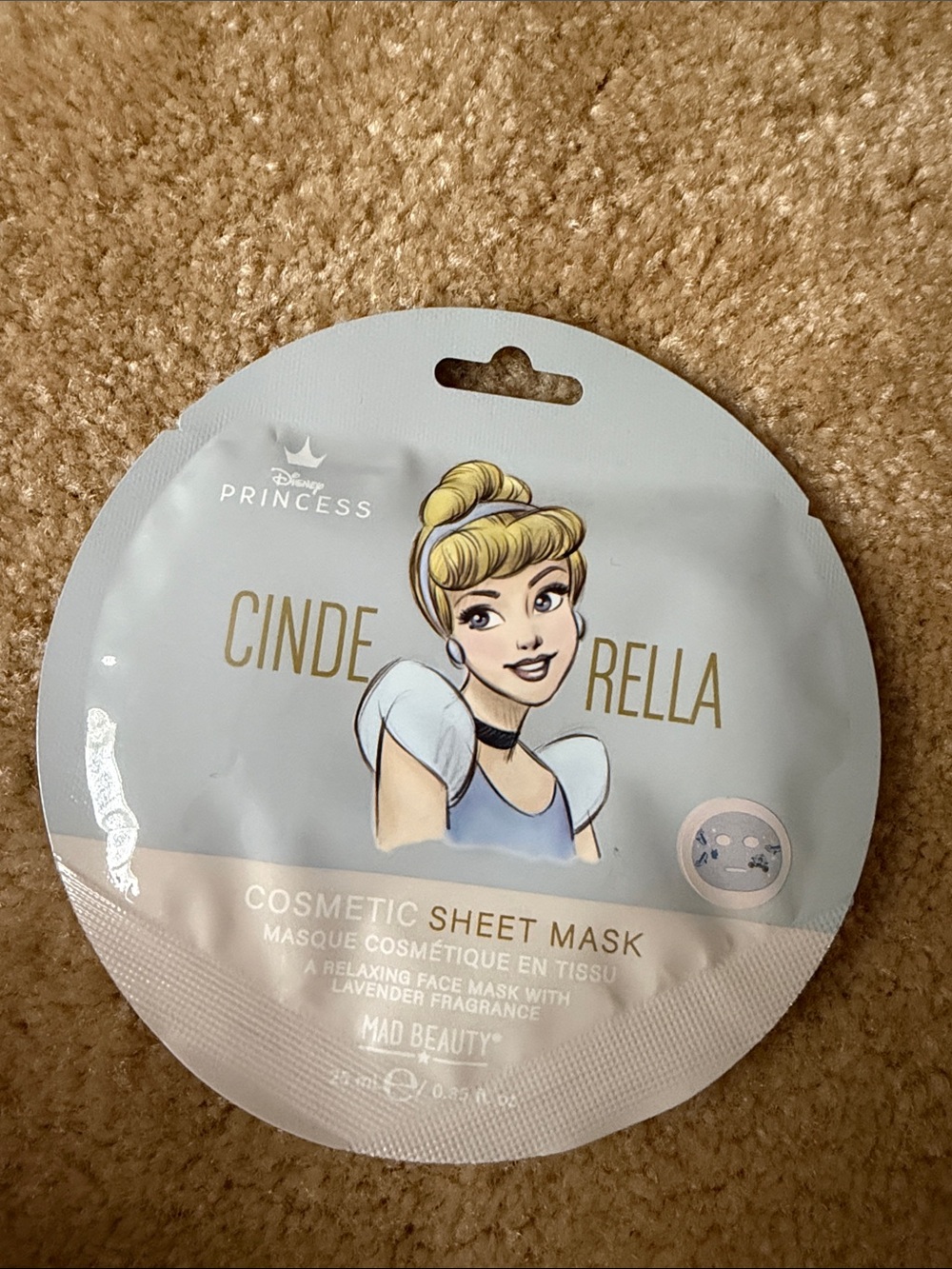Disney Cinderella Cosmetic Sheet Mask - Light Blue, Gold, Cream